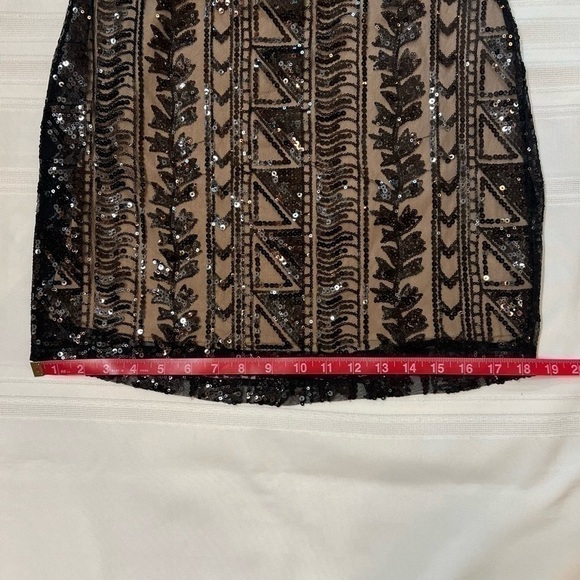 SALE Body Central Bodycon Black‎ Sleeveless Sheer Sequined Lined Dress Sz M EUC - Picture 11 of 14